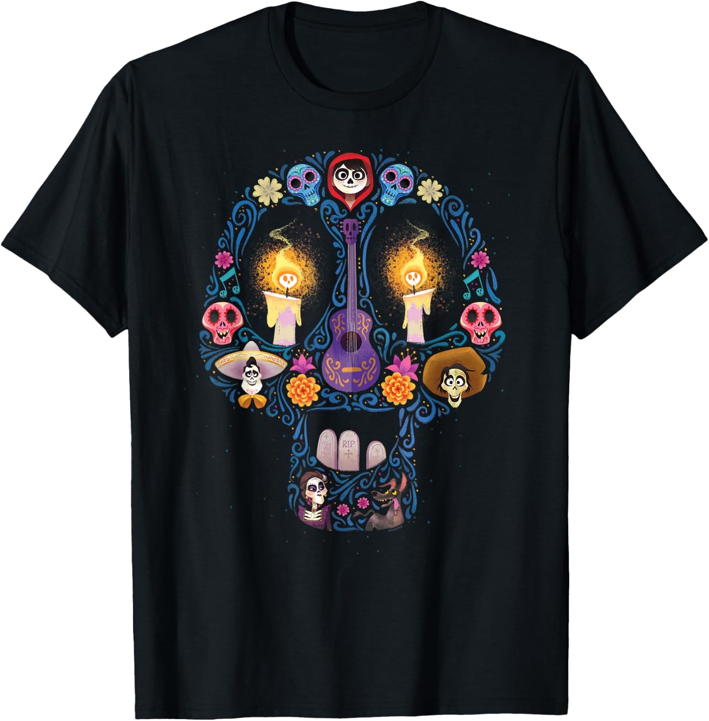 Disney Pixar Coco Land of The Dead Silhouette T-Shirt - T-Shirt | Black