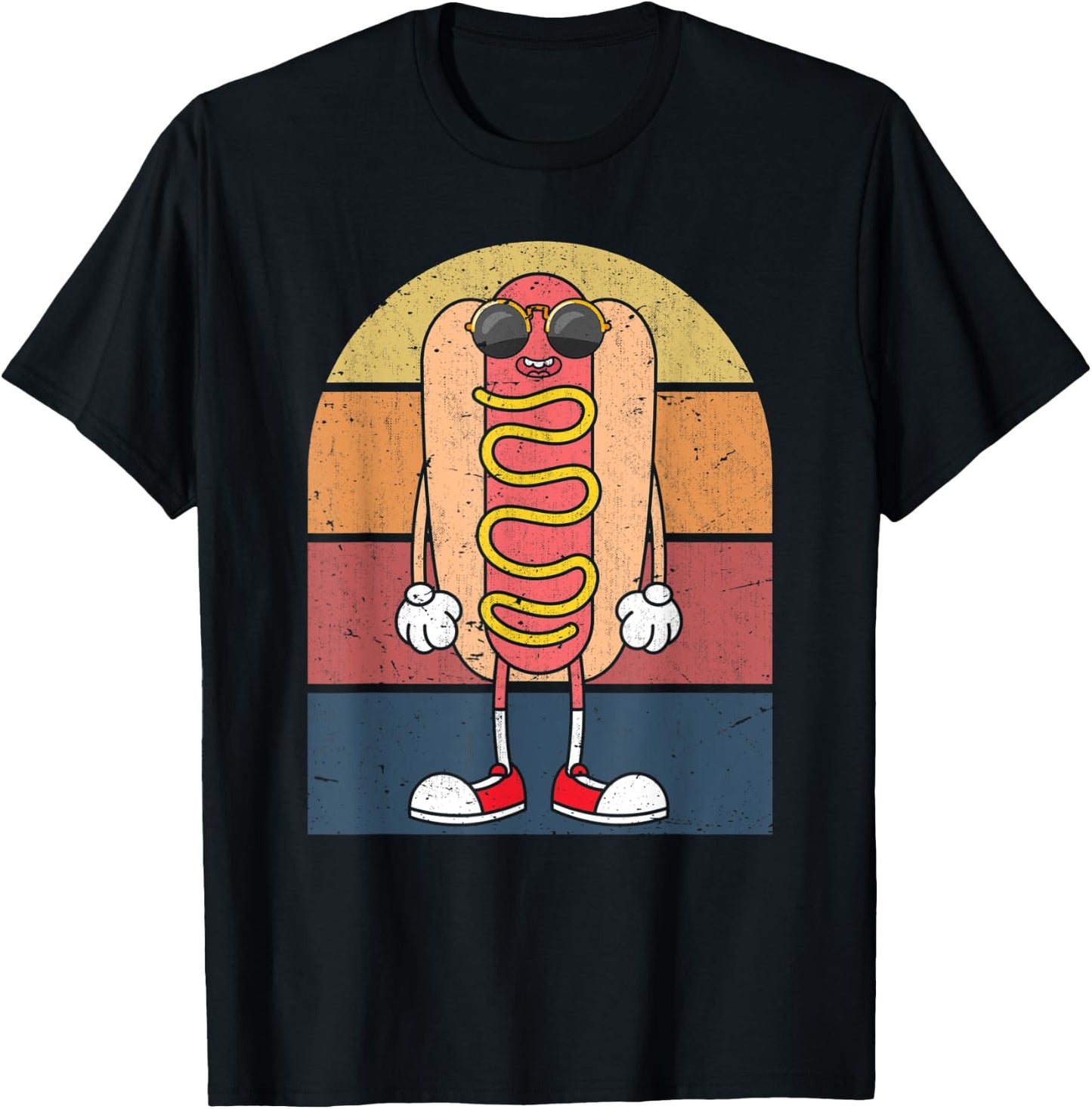 Cool Hot Dog Fast Food Sunglasses Weiner Foodie Retro Hotdog Men Women Kids T-Shirt - T-Shirt | Black