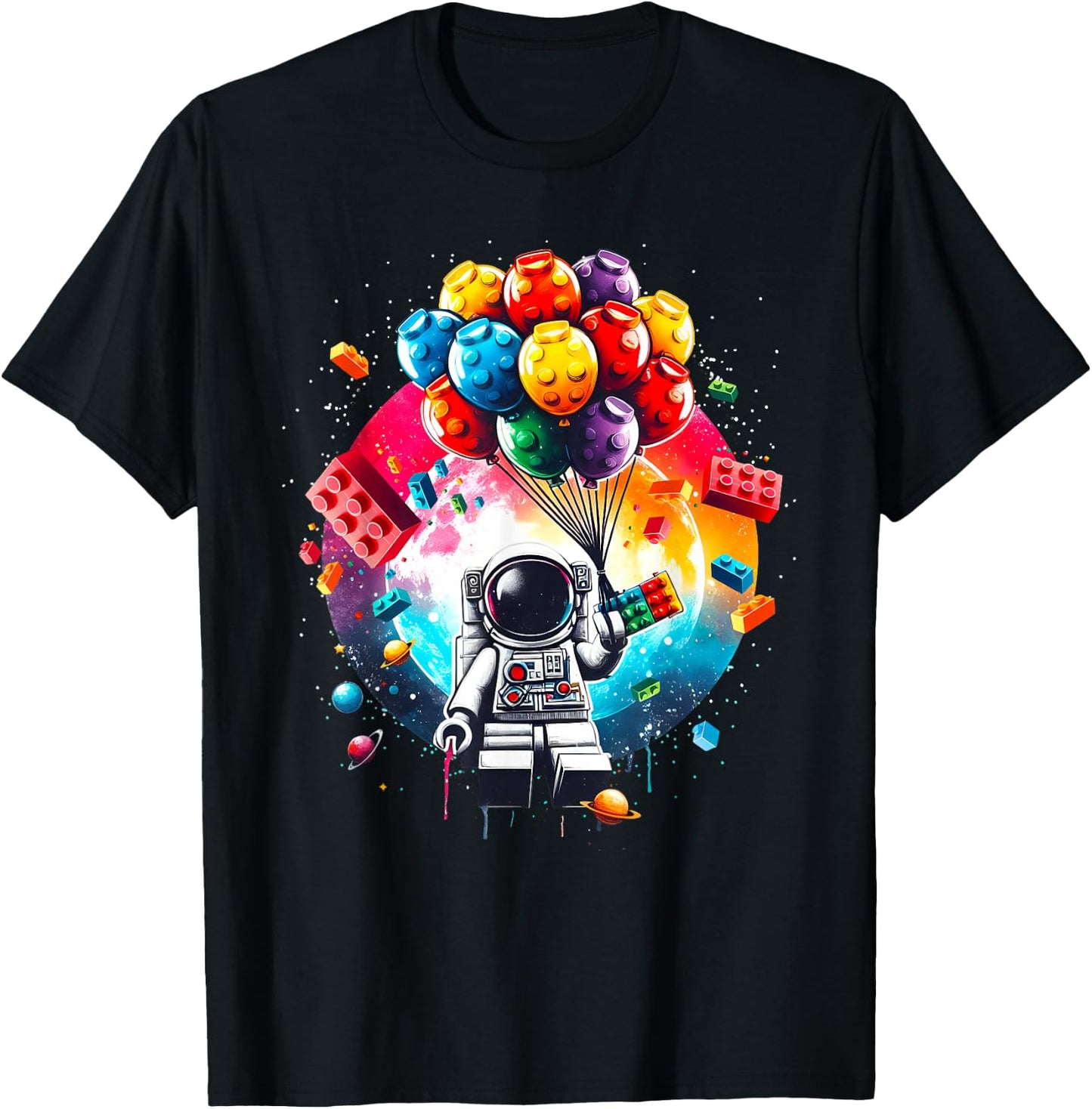Space Astronaut Master Builder and Funny Building Blocks T-Shirt - T-Shirt | Black