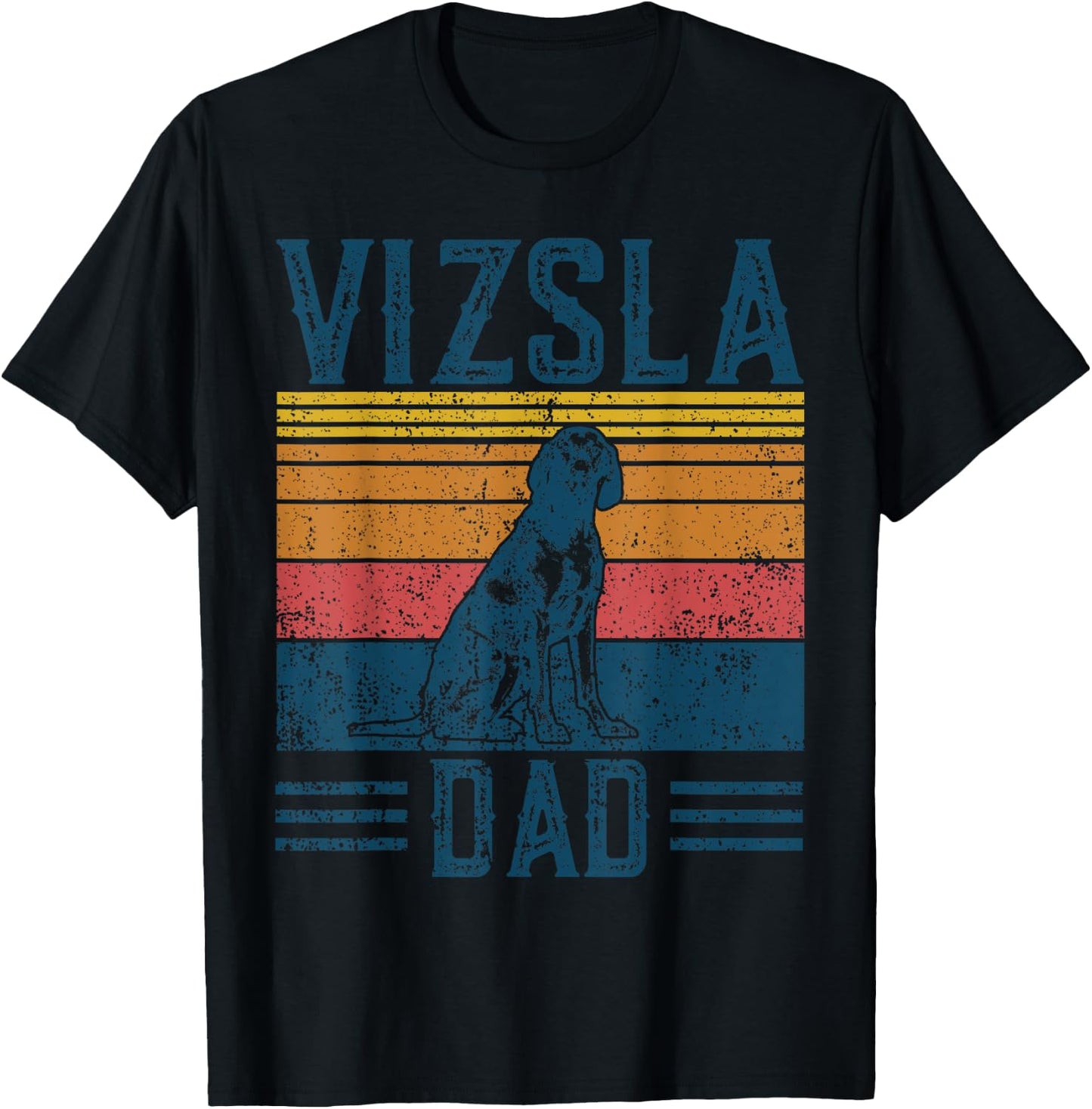 Vizsla Dad - Vintage Hungarian Vizsla Papa T-Shirt - T-Shirt | Black