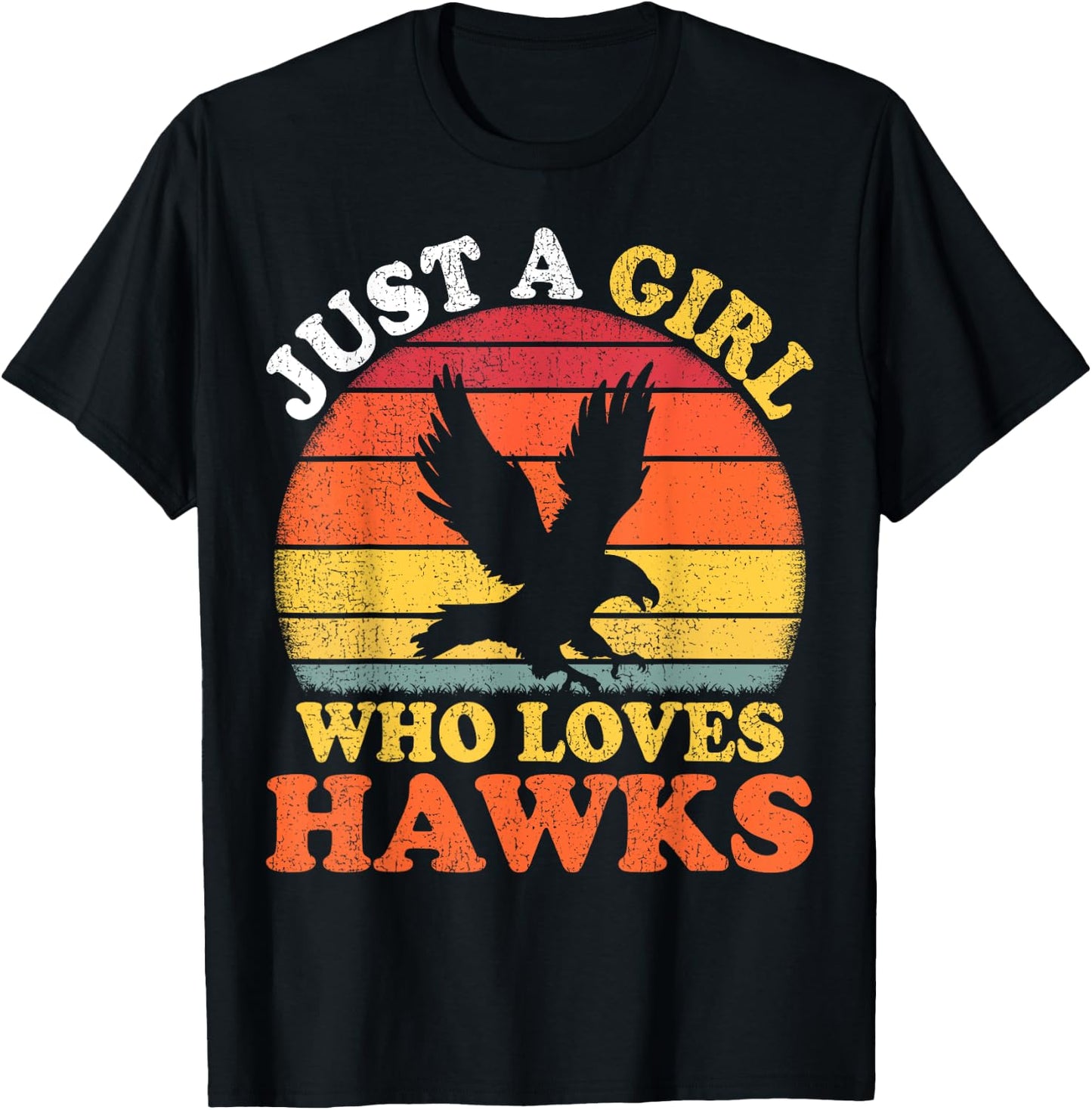 Hawk Bird Vintage Just A Girl Who Loves Hawks T-Shirt - T-Shirt | Black