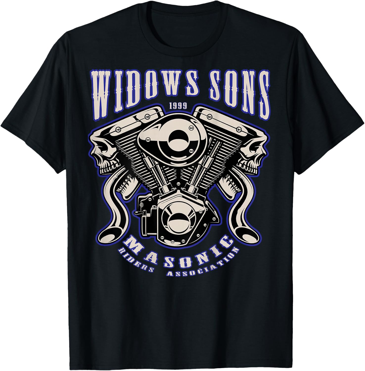 Masonic Merch Widows Sons V-Twin T-Shirt - T-Shirt | Black