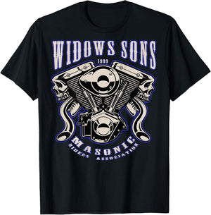Masonic Merch Widows Sons V-Twin T-Shirt - T-Shirt | Black