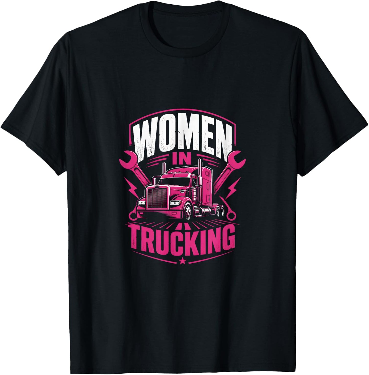 Women in Trucking Lady Trucker Semi Driver T-Shirt - T-Shirt | Black