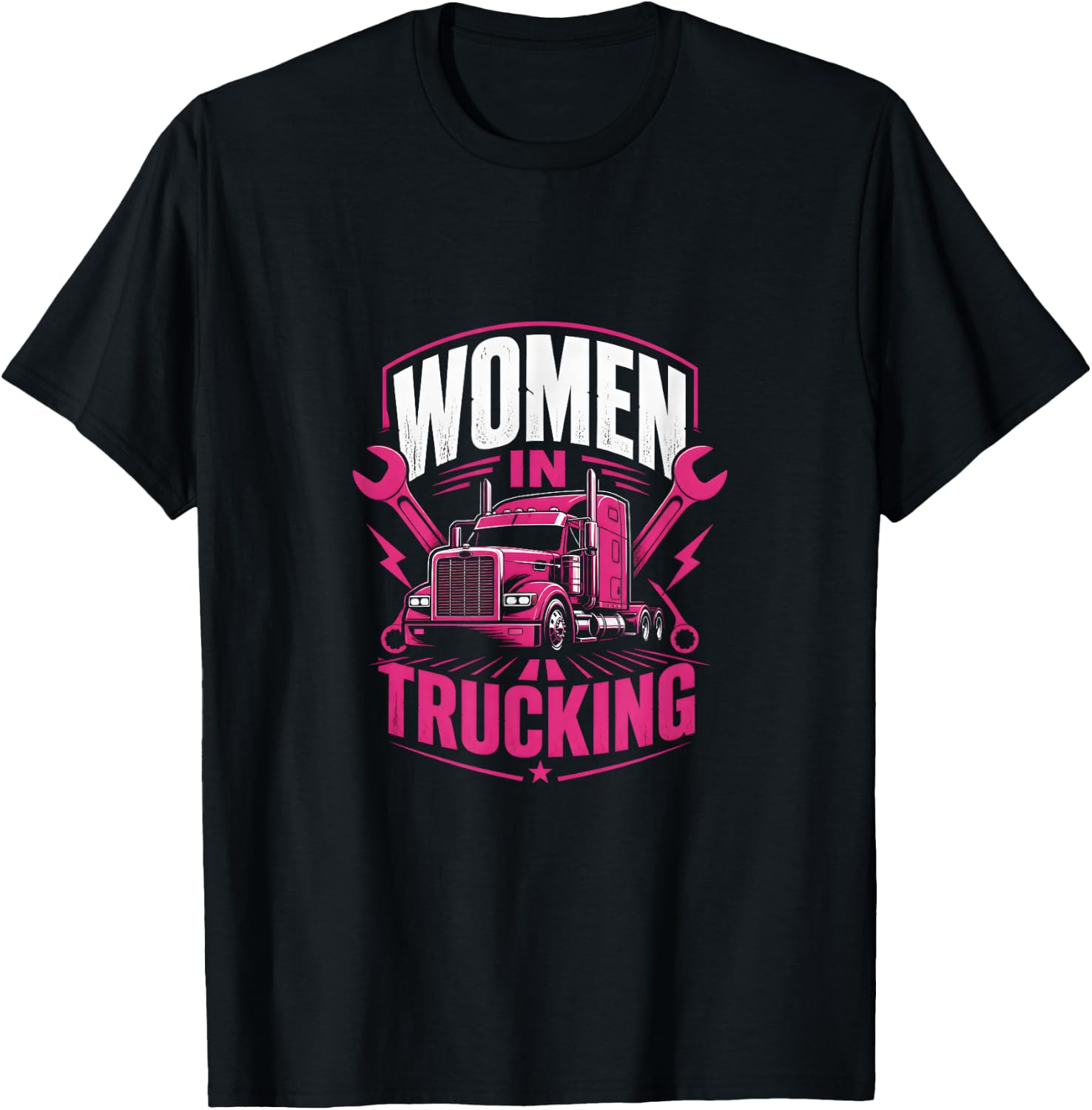Women in Trucking Lady Trucker Semi Driver T-Shirt - T-Shirt | Black