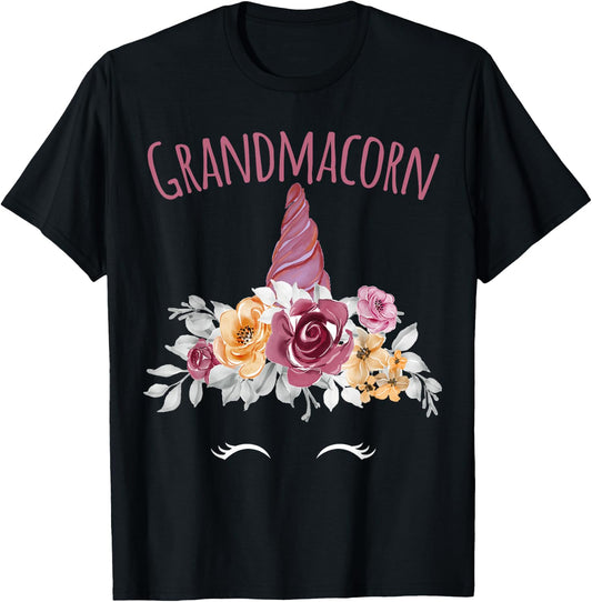Grandmacorn Unicorn Grandma T-Shirt - T-Shirt | Black
