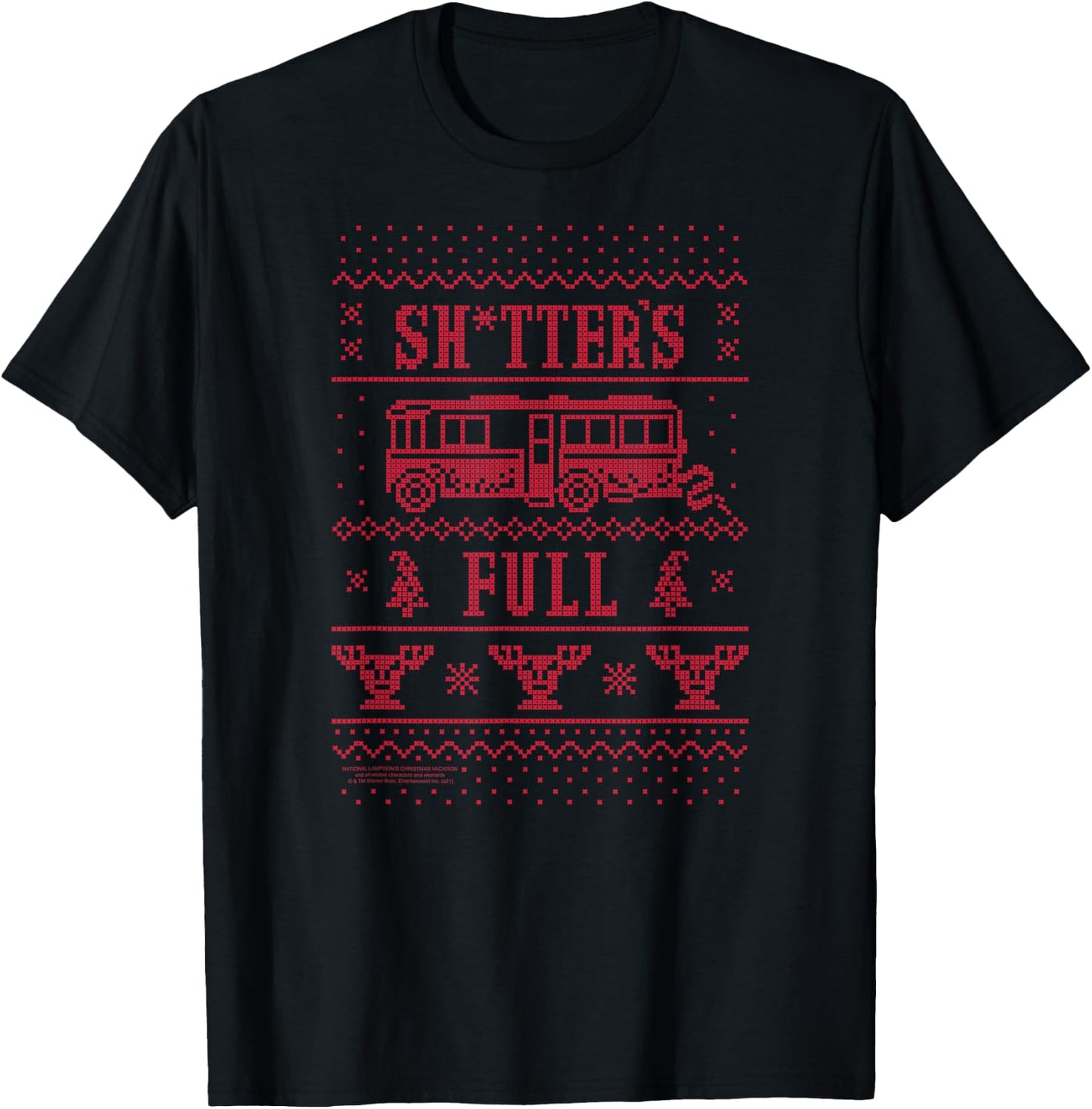 Christmas Vacation Full RV Sweater Print Holiday Movie T-Shirt - T-Shirt | Black