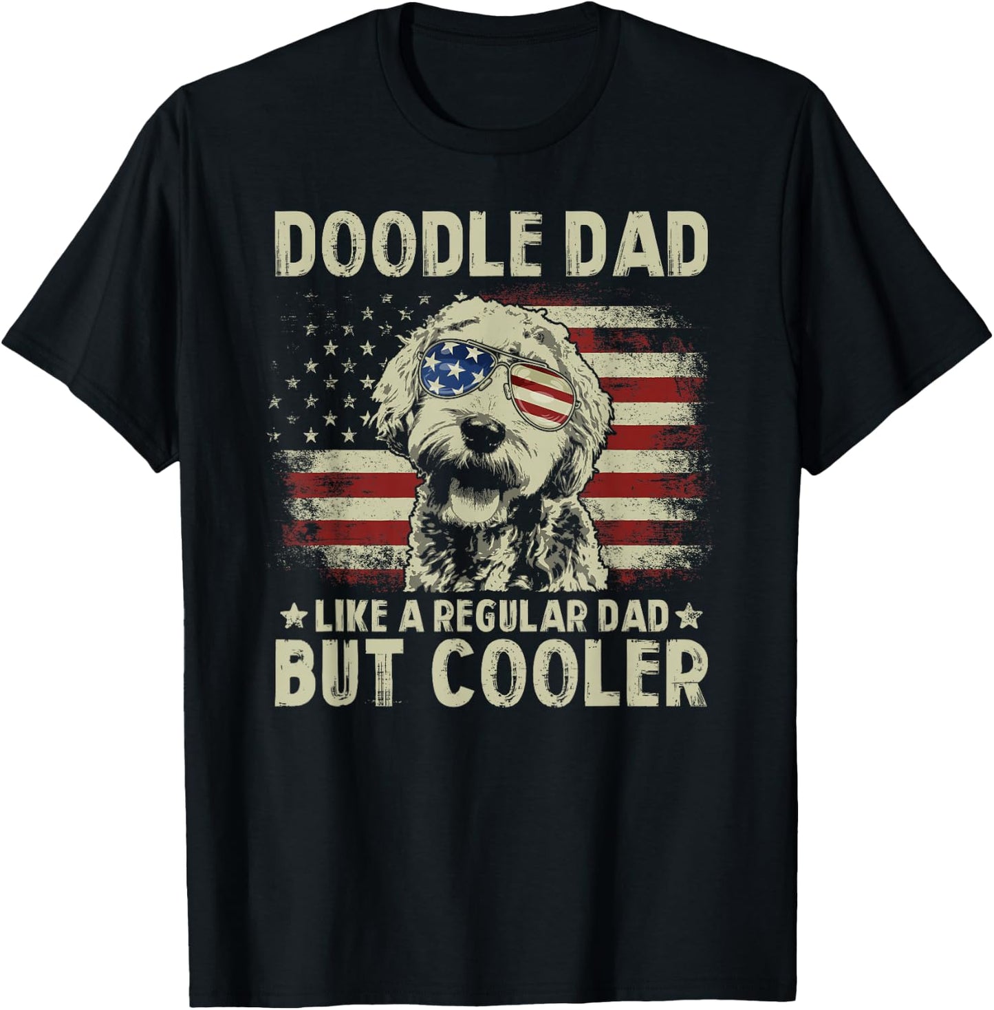 Vintage USA Flag Goldendoodle Doodle Dad Fathers Day Men T-Shirt - T-Shirt | Black