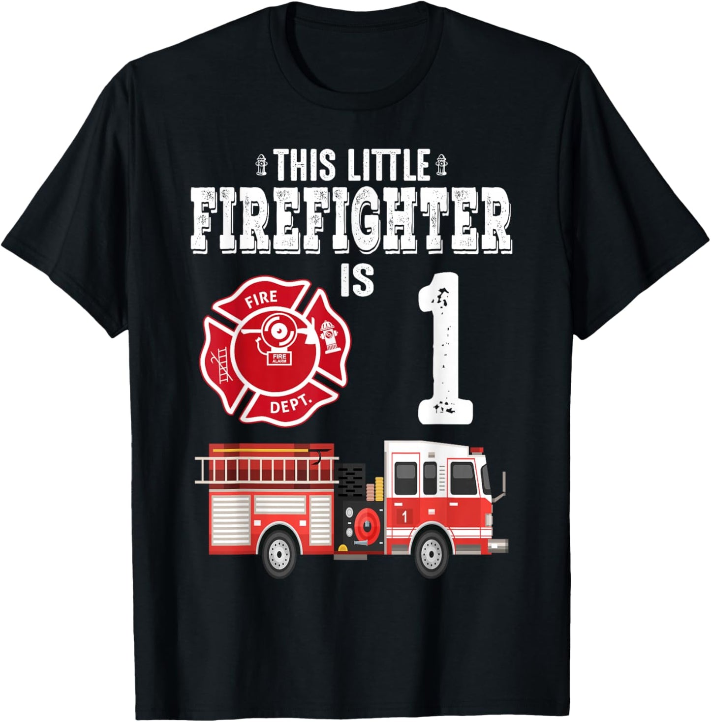 Sound The Alarm I'm 1 Funny Future Firefighter Birthday T-Shirt - T-Shirt | Black