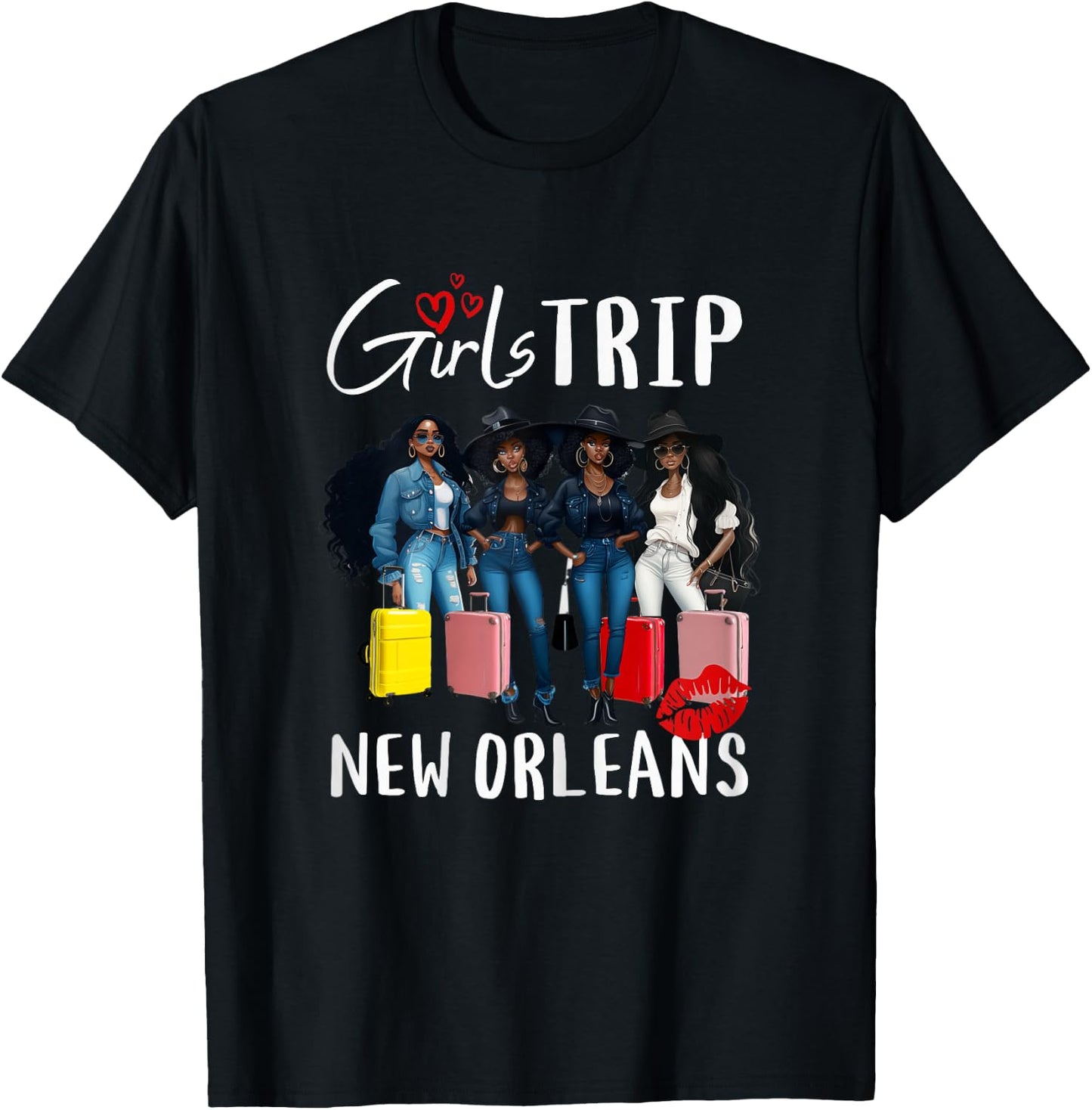 New Orleans Melanin Black Women Girls Trip Birthday Vacay T-Shirt - T-Shirt | Black