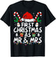 First Christmas As Mr and Mrs Just Married Couples Matching T-Shirt - T-Shirt | Black