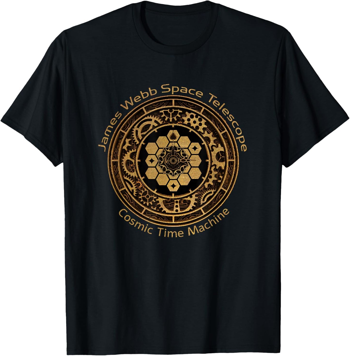 JWST James Webb Space Telescope Cosmic time Machine (Brass) T-Shirt - T-Shirt | Black