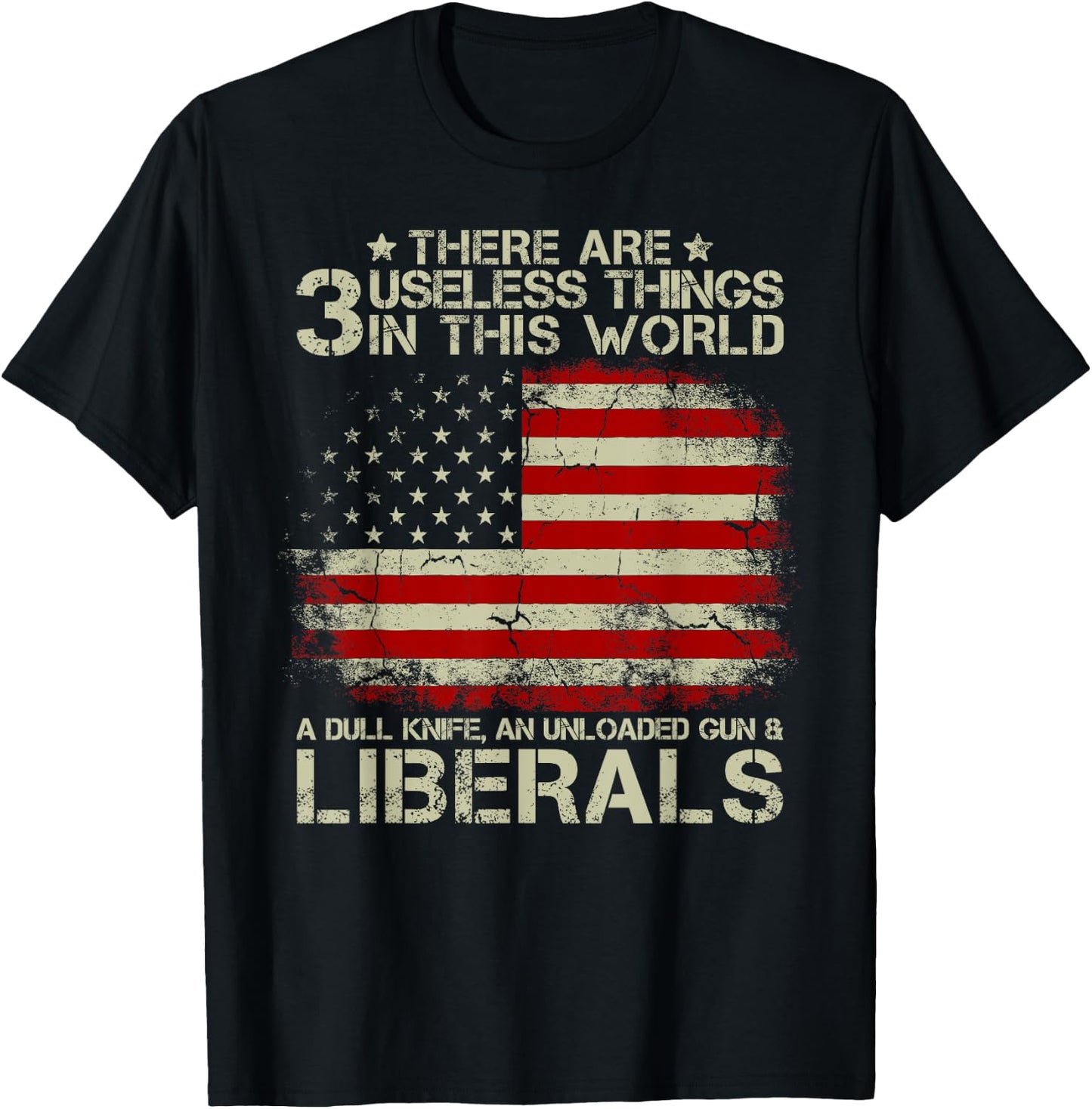 Vintage USA Flag There Are 3 Useless Things In This World Women Men T-Shirt - T-Shirt | Black
