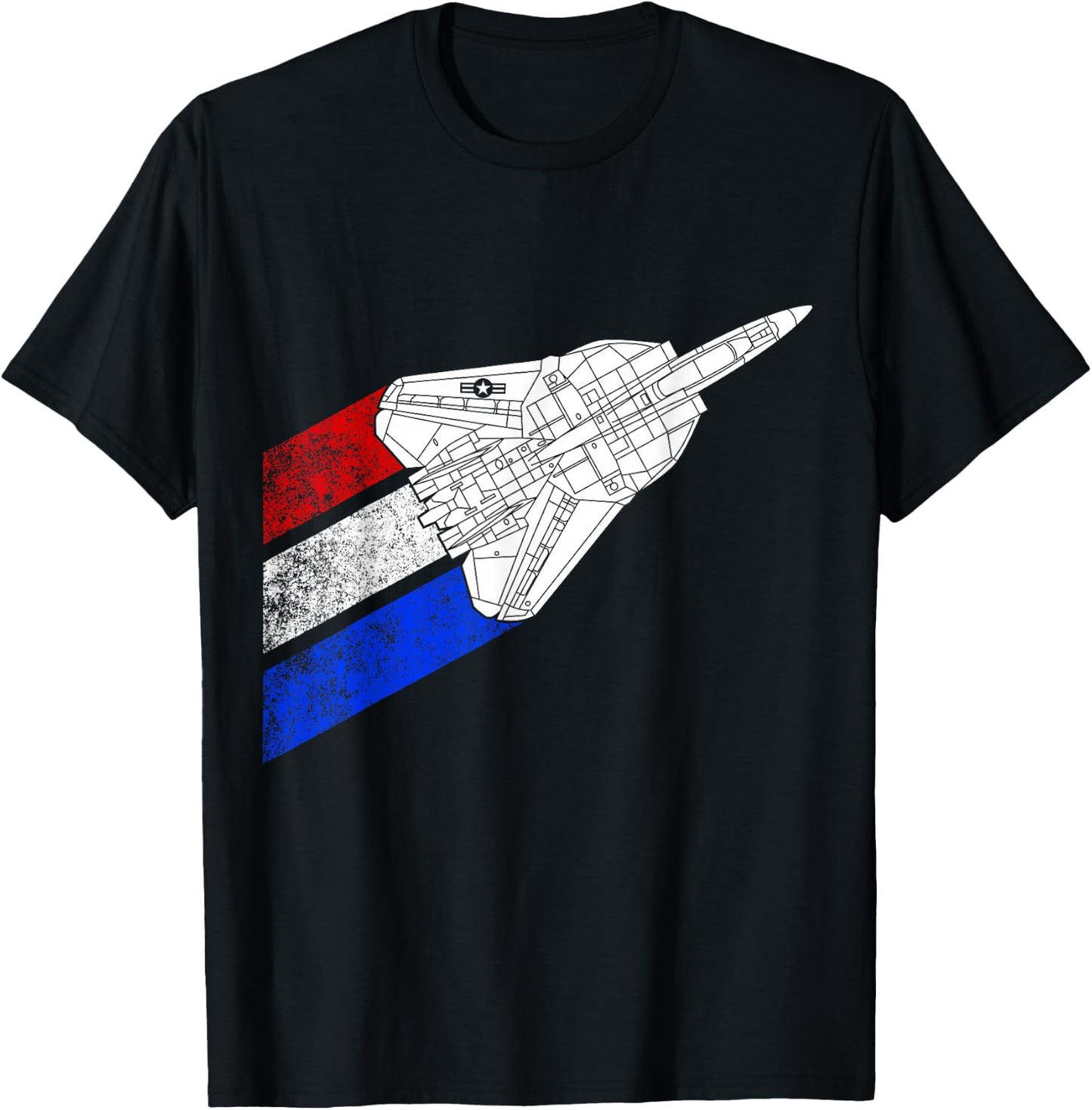 Vintage American Flag F14 Tomcat Airplane Schematic F-14 Jet T-Shirt - T-Shirt | Black