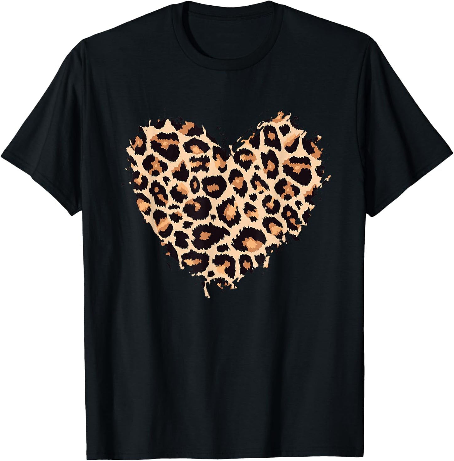 Cheetah Leopard Heart Girls Animal Print Small T-Shirt - T-Shirt | Black