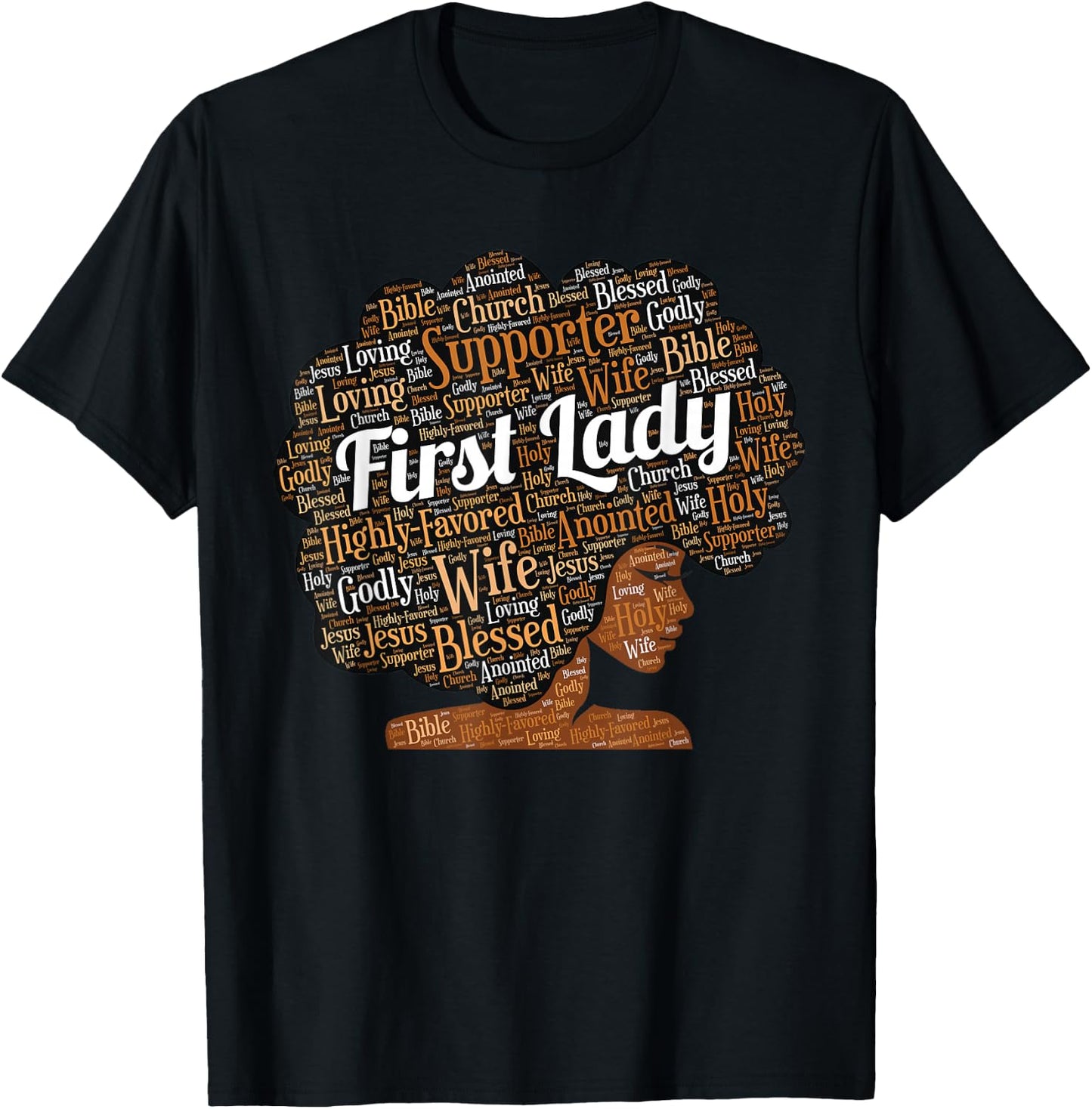 First Lady | Pastor's Wife Black Woman Afro T-Shirt - T-Shirt | Black