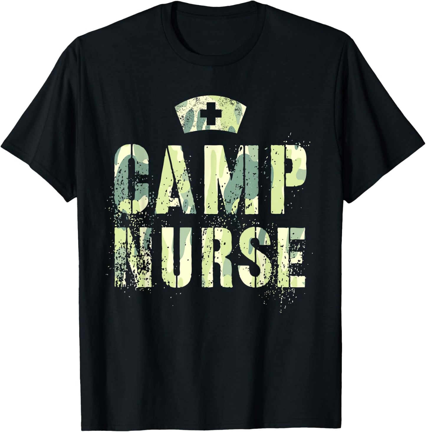 Camo CAMP NURSE Nursing Student Camping Medical Military T-Shirt - T-Shirt | Black