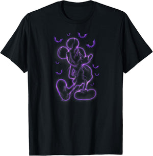 Disney - Mickey Purple Lighting Outline Halloween T-Shirt - T-Shirt | Black