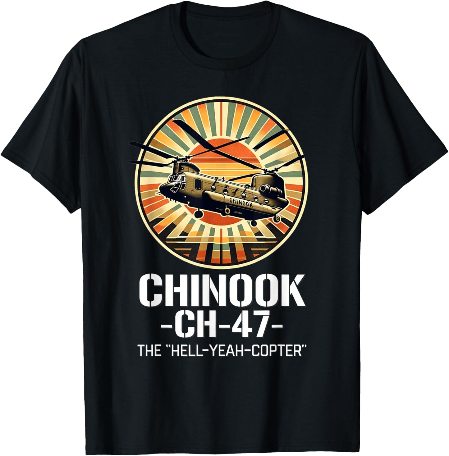 Vintage CH-47 Chinook Military Helicopter T-Shirt - T-Shirt | Black