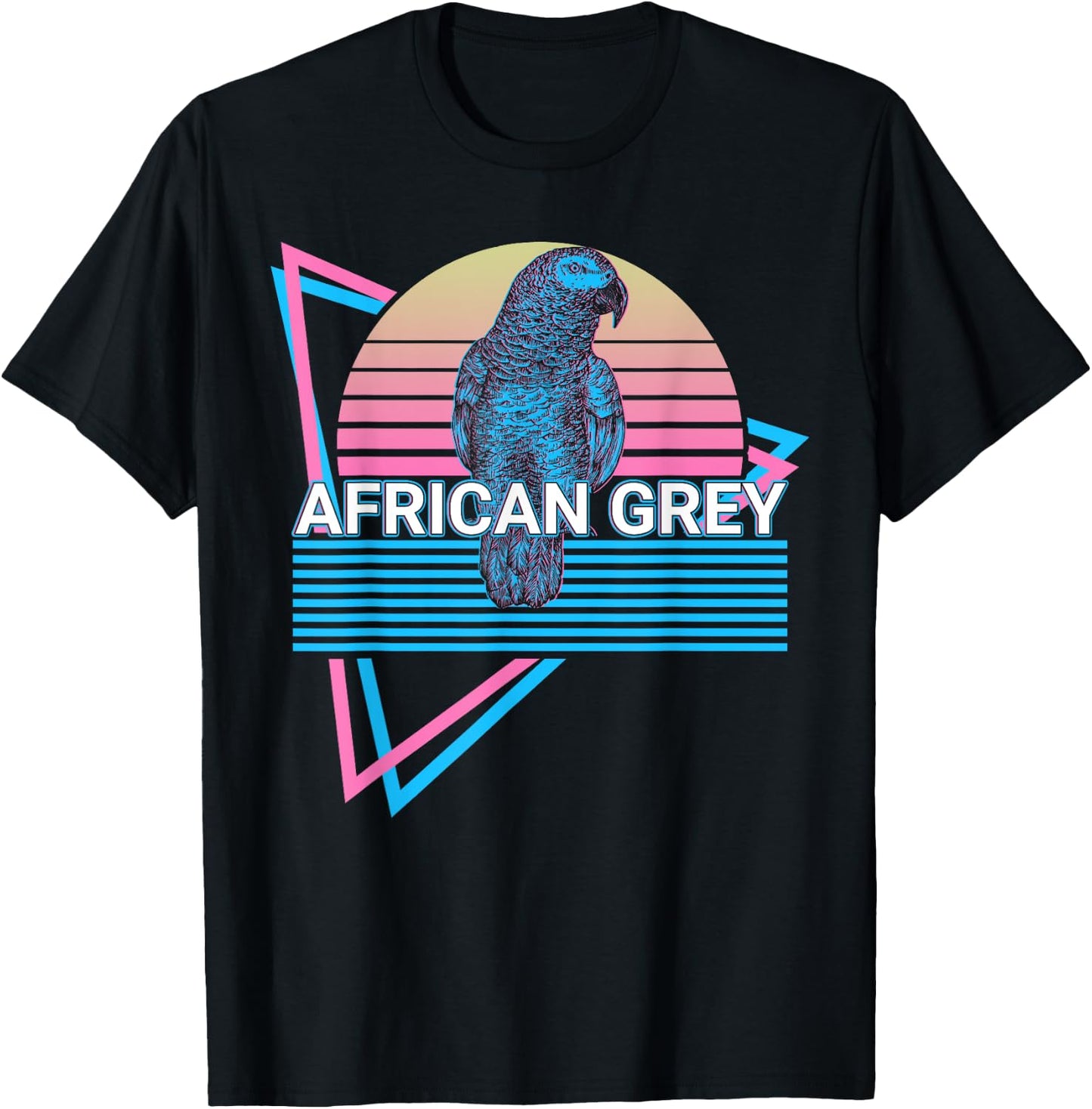 African Grey Parrot Retro T-Shirt - T-Shirt | Black