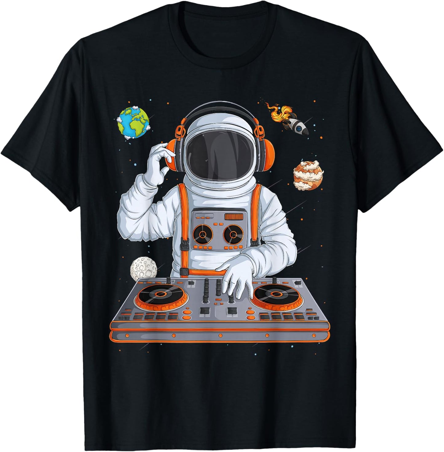 DJ Astronaut Techno Music Lover Outer Space Spaceman Men T-Shirt - T-Shirt | Black