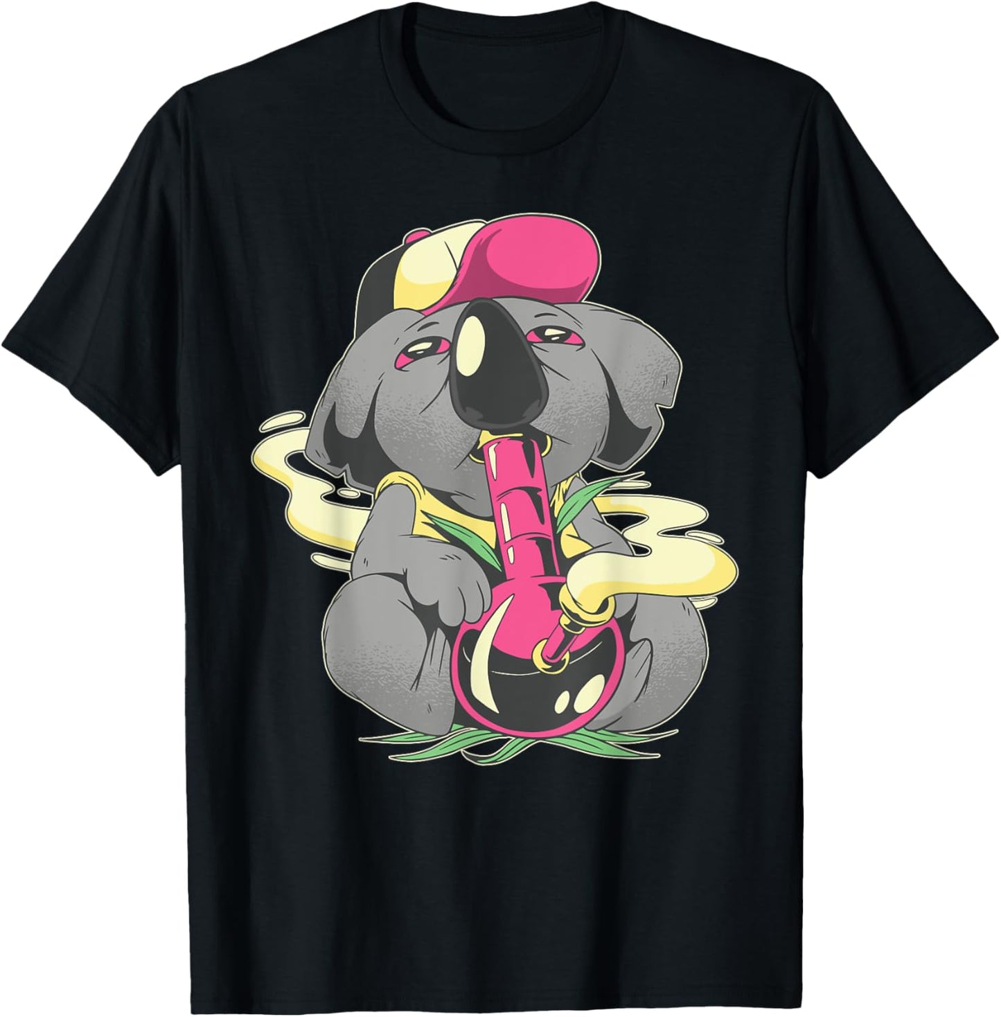 Pothead Koala Smoke Marijuana Bong Kush Stoner Psychadelic T-Shirt - T-Shirt | Black