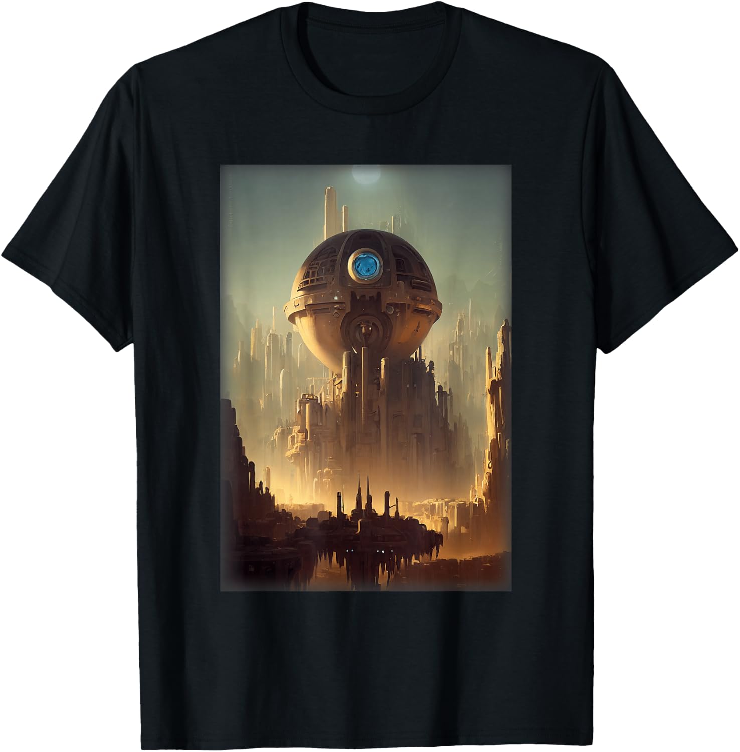 Fantasy Sci-Fi Environment Mechanical Sun Doomsday T-Shirt - T-Shirt | Black