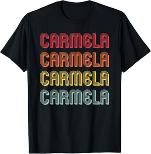 CARMELA Gift Name Personalized Retro Vintage 80/90s Birthday T-Shirt - T-Shirt | Black