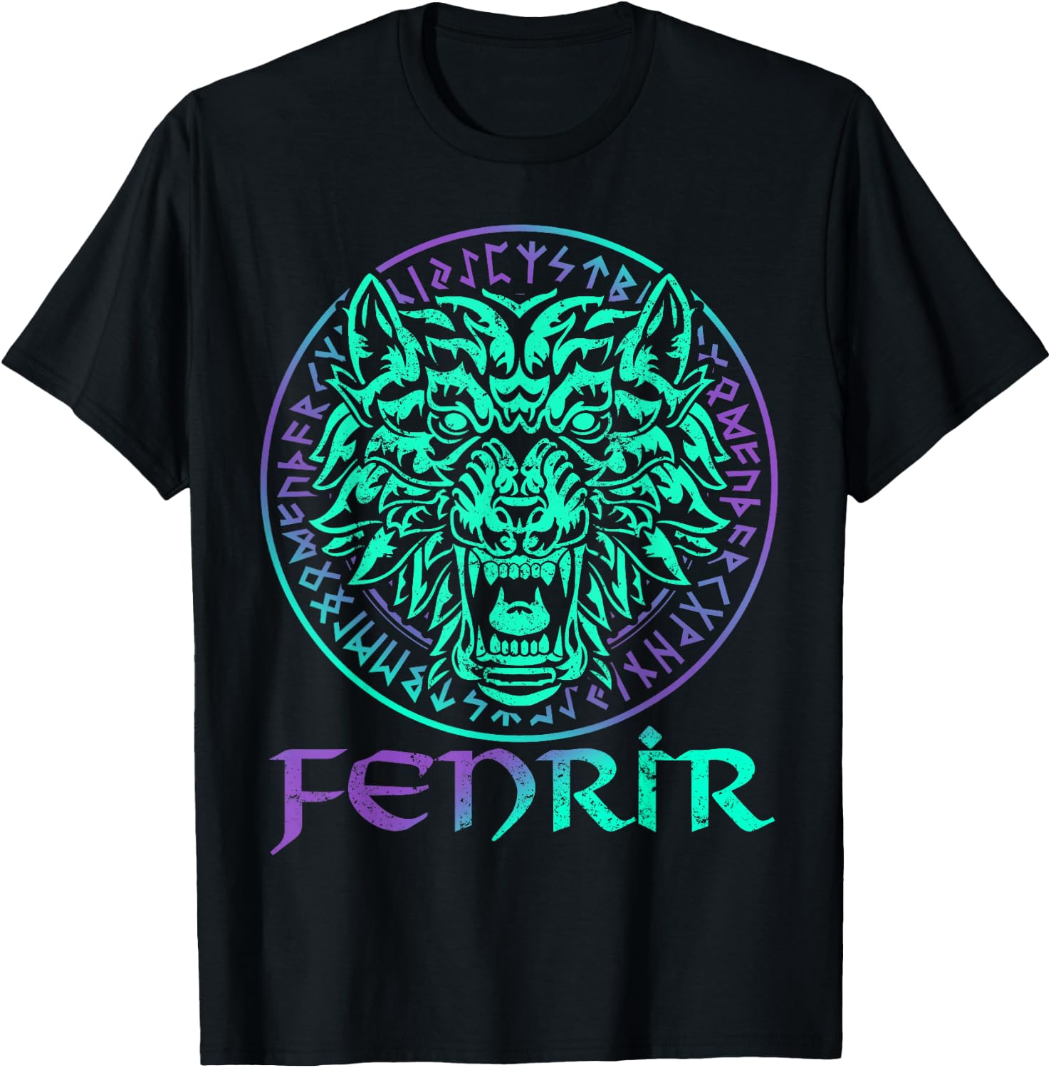 Fenrir Wolf Vargr Viking Norse Mythology Warg Myth Animal T-Shirt - T-Shirt | Black