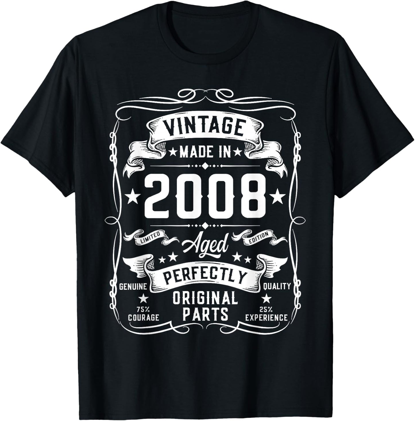 Vintage 2008 17 Years Old Gifts for Boys 17yr 17th Birthday T-Shirt - T-Shirt | Black