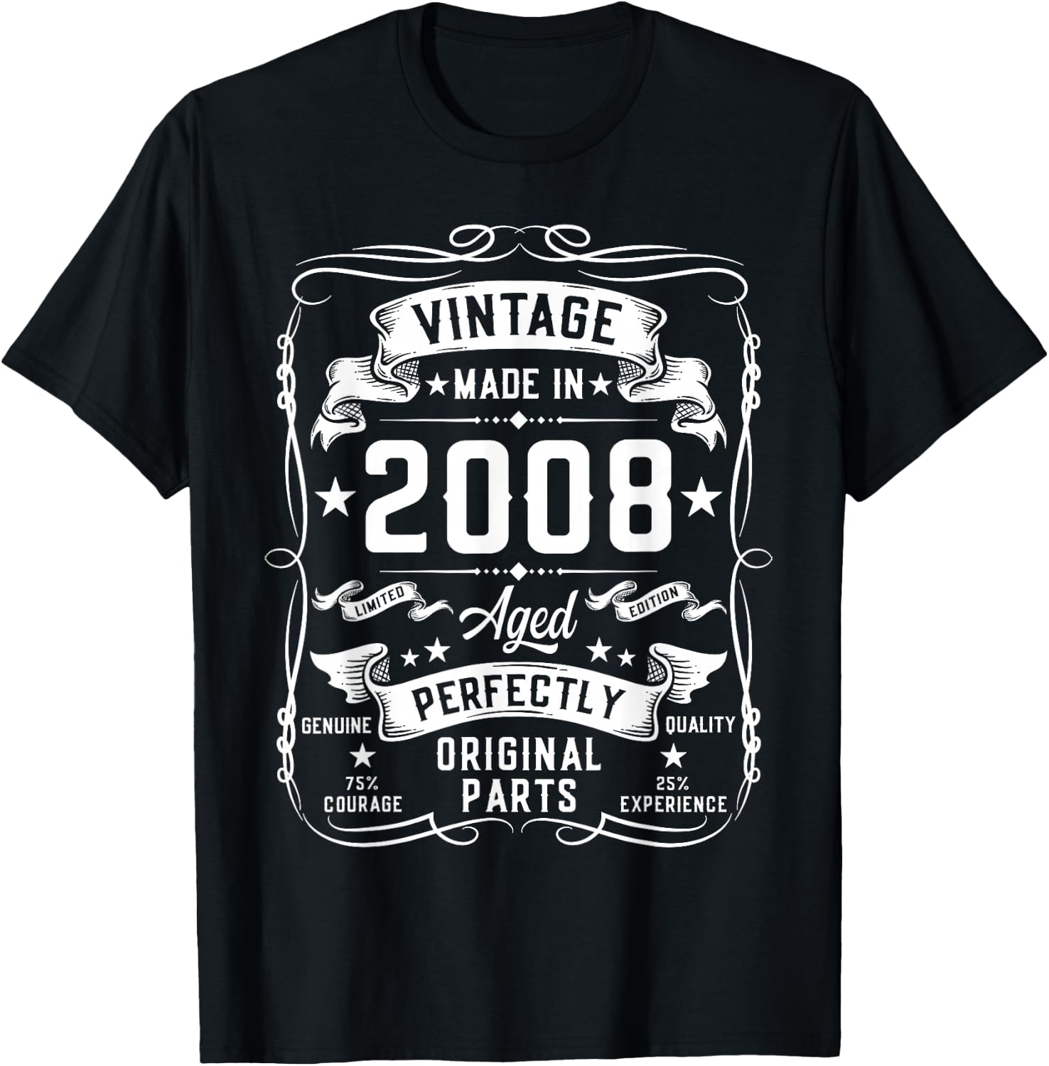 Vintage 2008 17 Years Old Gifts for Boys 17yr 17th Birthday T-Shirt - T-Shirt | Black