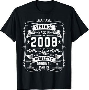 Vintage 2008 17 Years Old Gifts for Boys 17yr 17th Birthday T-Shirt - T-Shirt | Black