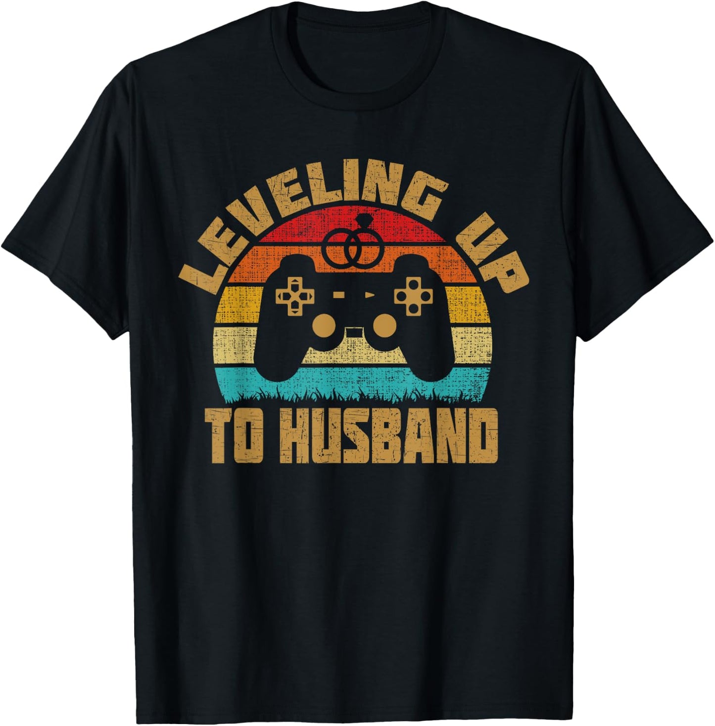 Leveling Up To Husband Newlywed Groom Video Game Lovers T-Shirt - T-Shirt | Black