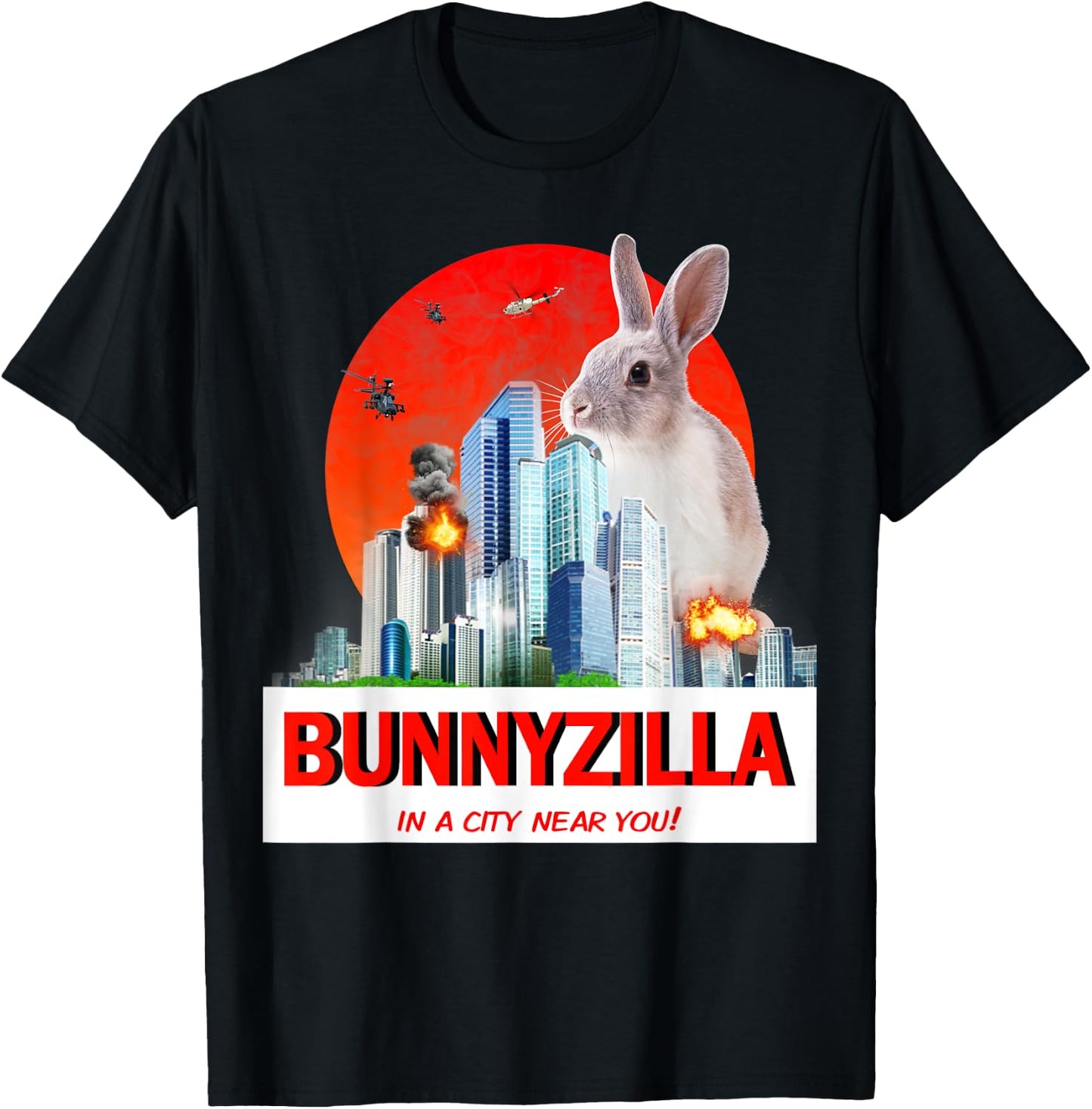 Bunny Rabbit Lovers Fun Bunny Bunnyzilla Gift T-Shirt - T-Shirt | Black