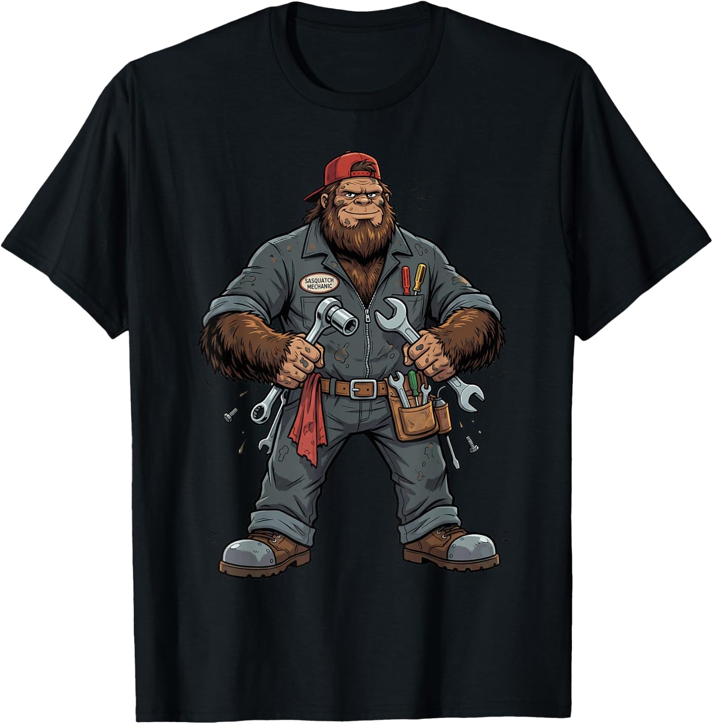 Bigfoot Auto Mechanic Sasquatch Car Repair Specialist T-Shirt - T-Shirt | Black