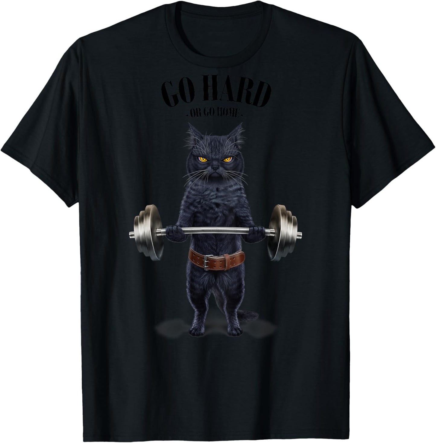 Black Cat Weightlifting in Fitness Gym Men Women Girls Kids T-Shirt - T-Shirt | Black