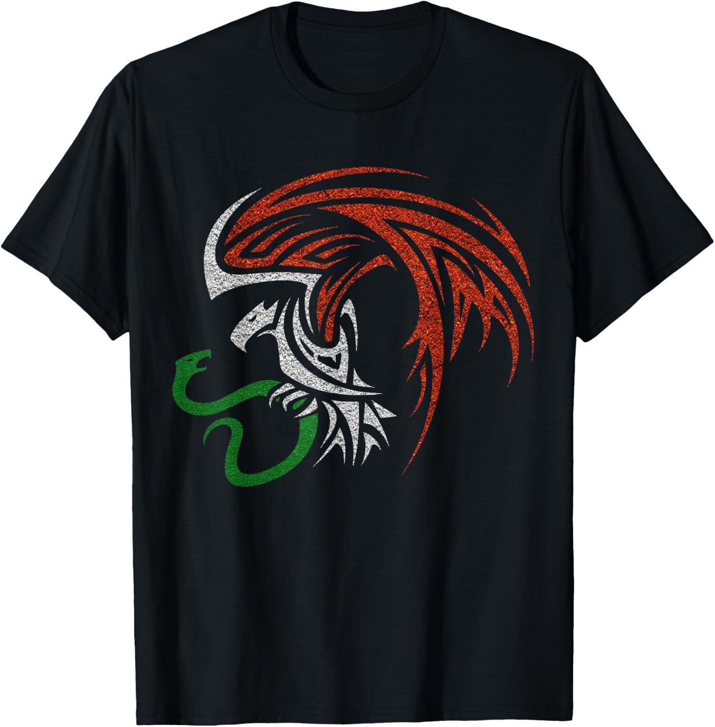 Mexican Eagle Aztec Style - Mexican Coat of Arms Tribal T-Shirt - T-Shirt | Black