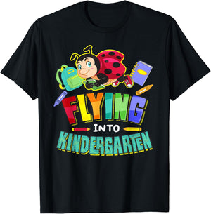 Flying Into Kindergarten Ladybug Back To School First Day T-Shirt - T-Shirt | Black