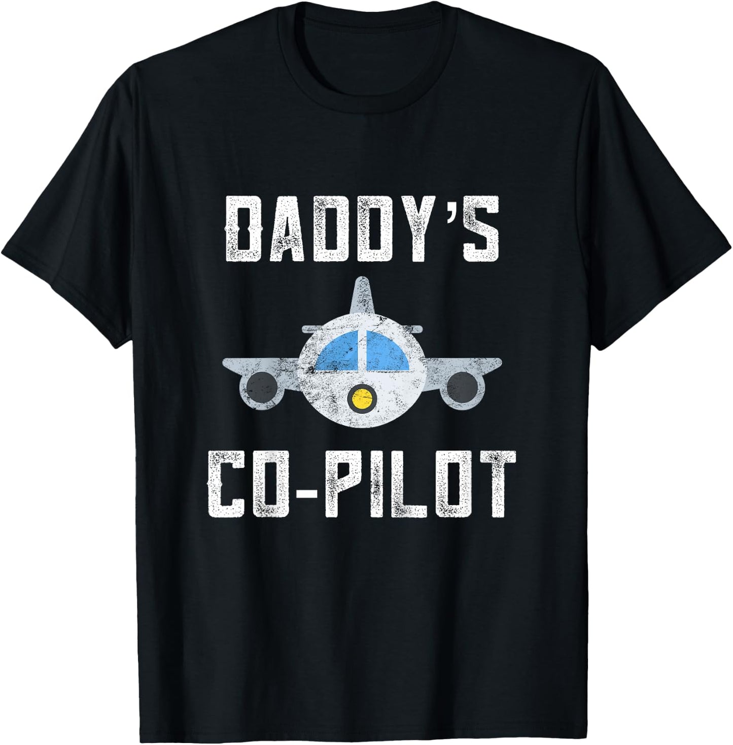 Daddys Copilot Toddler Dad Pilot In Training Daughter Son T-Shirt - T-Shirt | Black