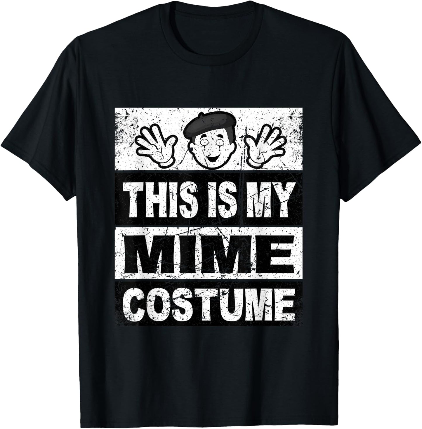 Retro Mime Costume Shirt Boys Mask Lazy Outfit T-Shirt - T-Shirt | Black