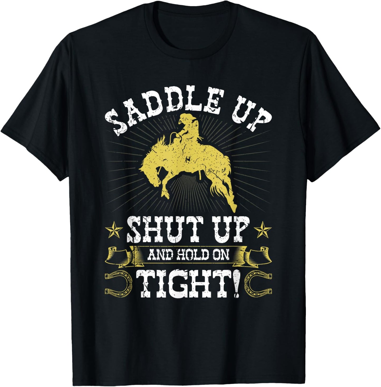Rodeo Saddle Up, Bronc Riding Cowboy Rodeo Western T-Shirt - T-Shirt | Black