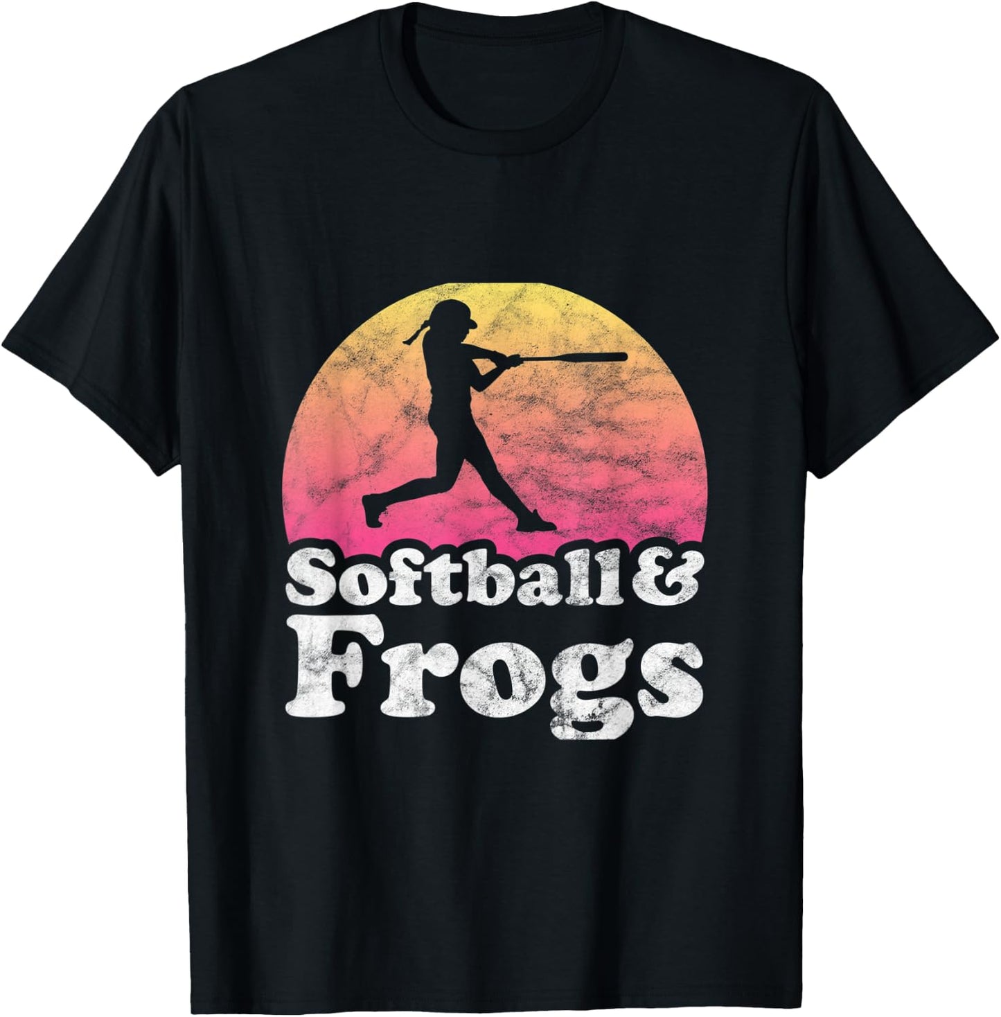 Softball and Frogs Women or Girls Frog T-Shirt - T-Shirt | Black