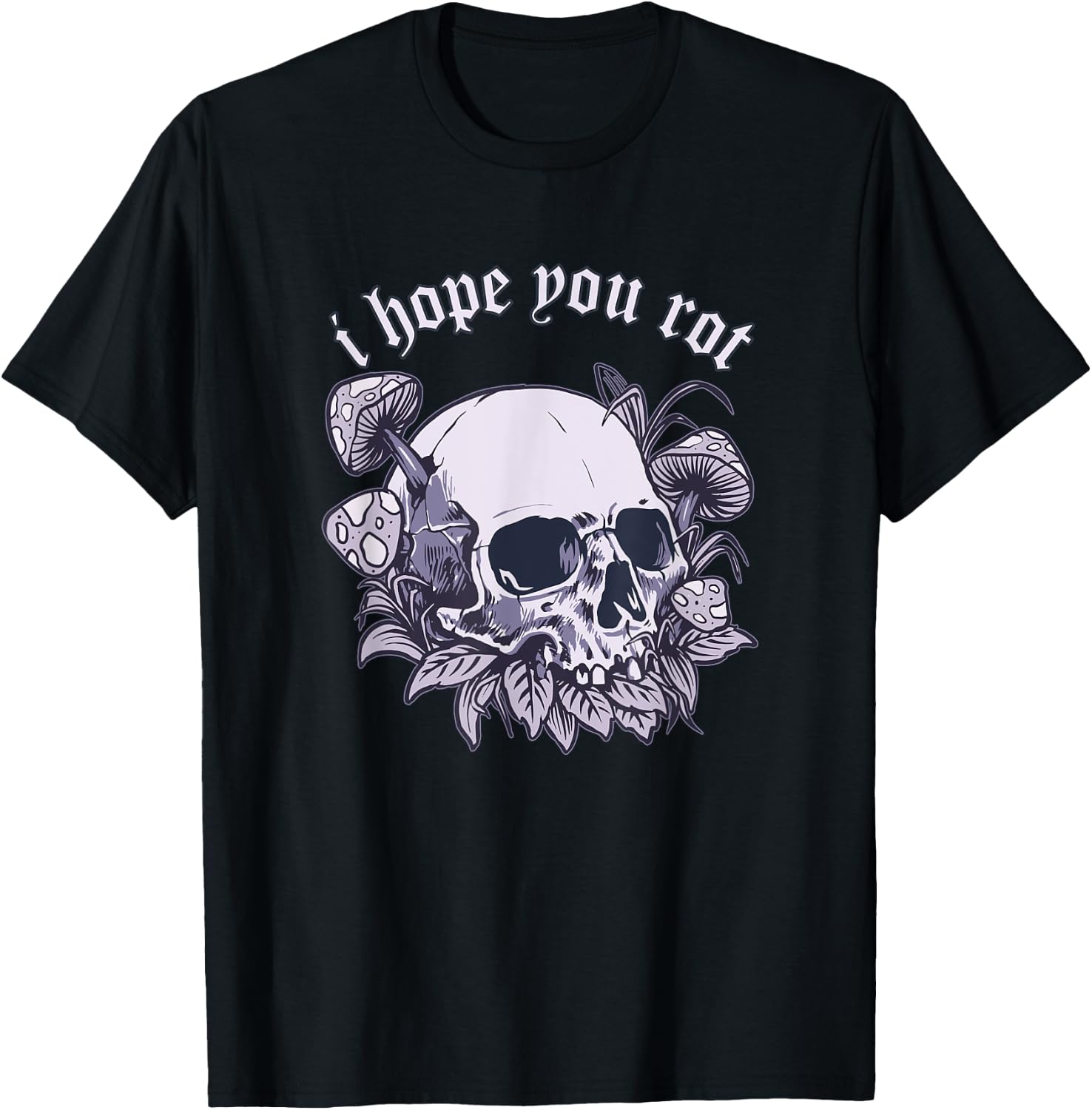 E-Girl Aesthetic Skull Mushroom Edgy Alternative Soft Grunge T-Shirt - T-Shirt | Black