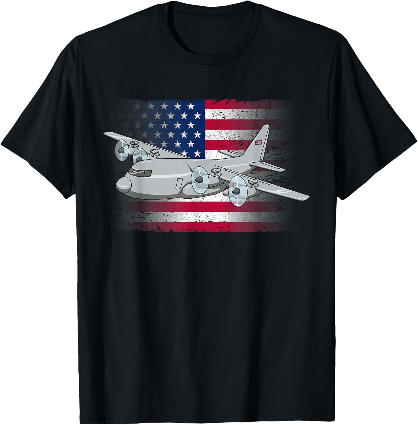 Flying C-130 American Flag Military Airplane C130 Hercules Women Kids Men T-Shirt - T-Shirt | Black