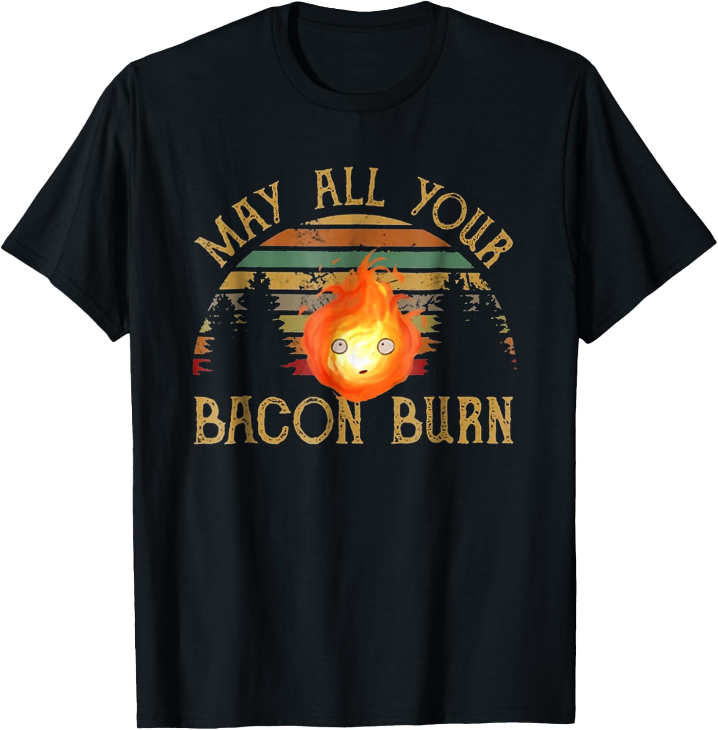 Vintage Retro May All Your Bacon Burn BBQ Grunge T-Shirt - T-Shirt | Black