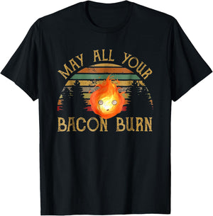 Vintage Retro May All Your Bacon Burn BBQ Grunge T-Shirt - T-Shirt | Black