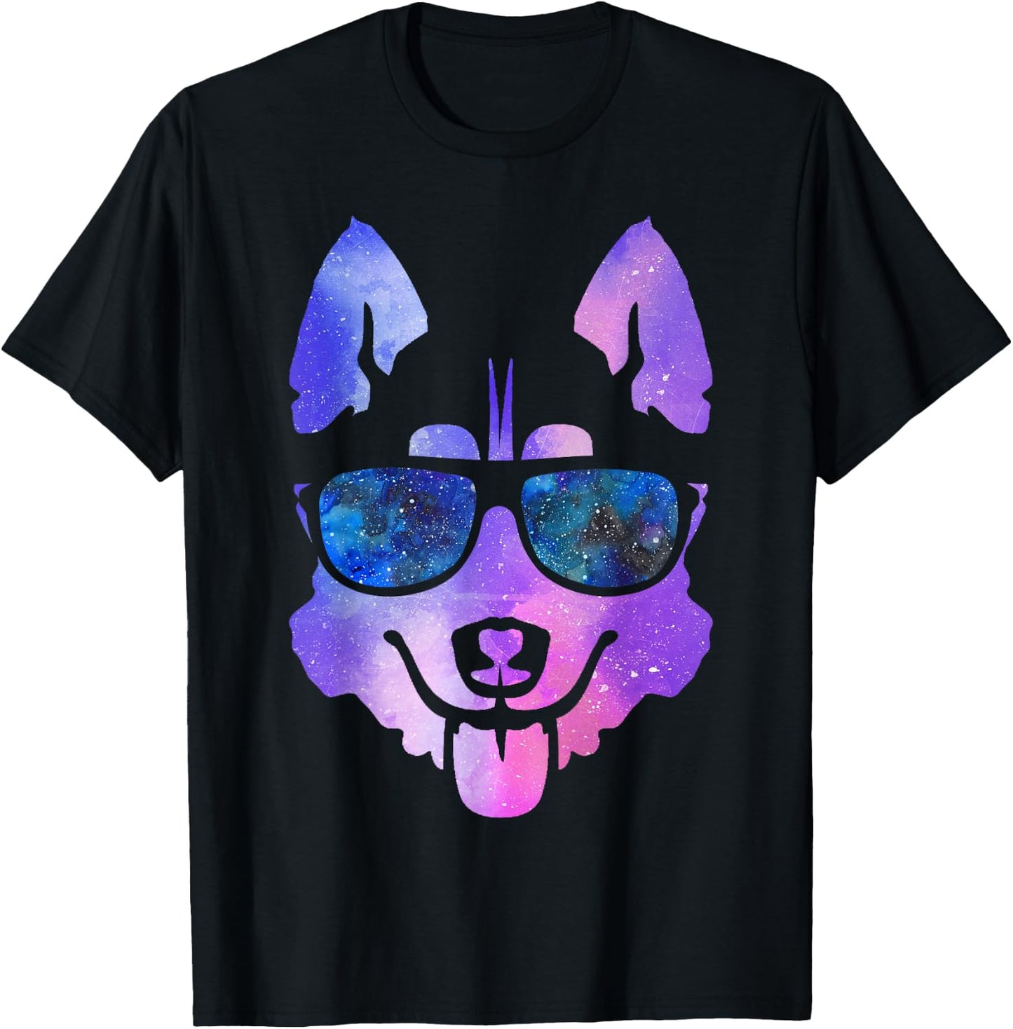 Galaxy Husky Dog Galaxy Space Dog Shirt Women Girls Kids T-Shirt - T-Shirt | Black