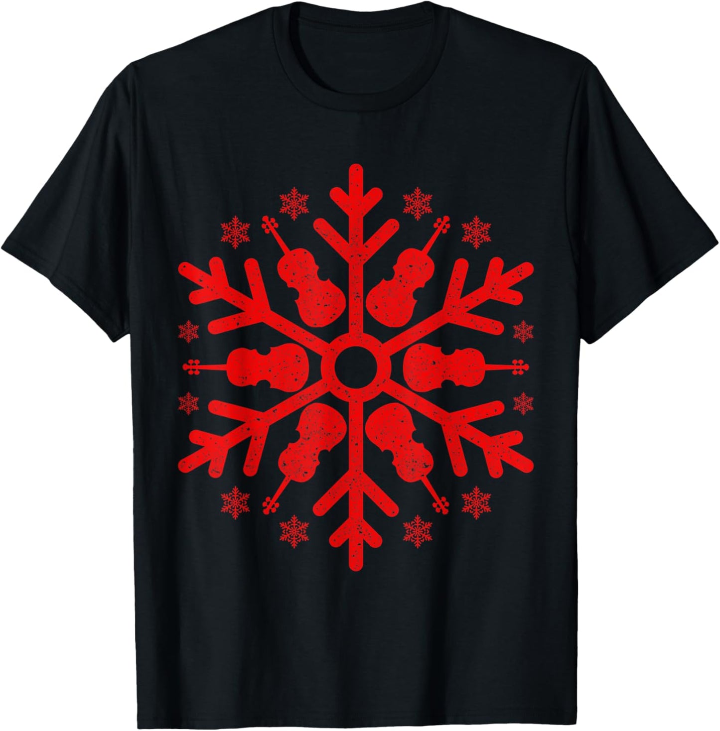 Violinist Orchestra Christmas Day Gift Snowflake Violin T-Shirt - T-Shirt | Black