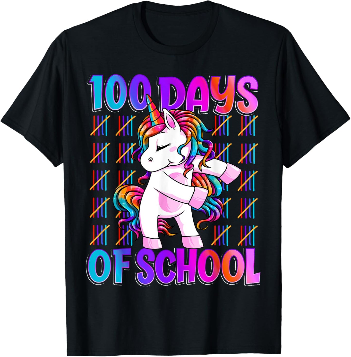 100 Magical Day of School And Still Awesome 100 Days Smarter Unicorn Kids School Shirt Black -Kids Small T-Shirt - T-Shirt | Black