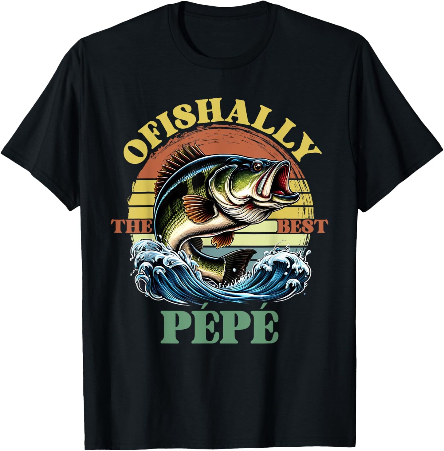 Ofishally The Best Pepe Retro Vintage Bass Fishing T-Shirt - T-Shirt | Black